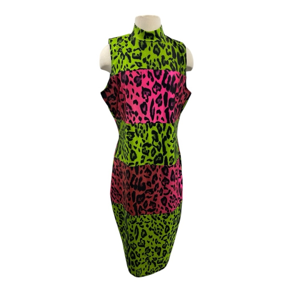 Curve Vibrant Leopard Bodycon Dress | 1X–3X | Mock Neck | Stretch